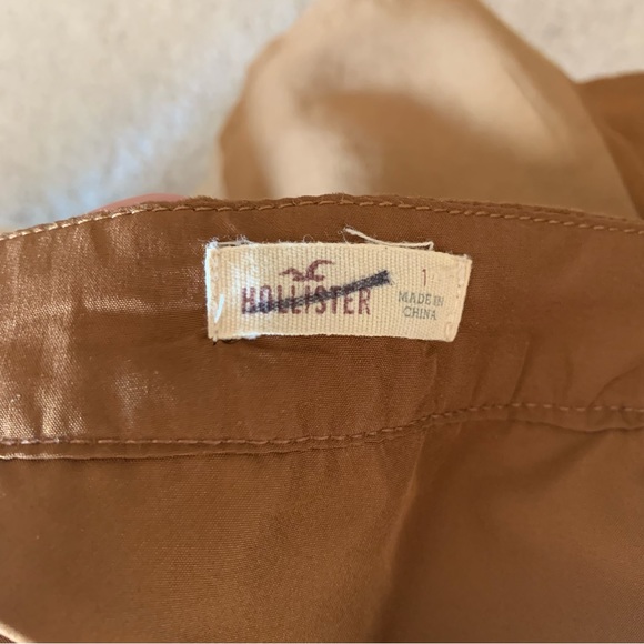 Hollister faux suede mini skirt size 0 1 2 xs patchwork tan brown cream western - Picture 5 of 8
